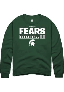 Jeremy Fears  Rally Michigan State Spartans Mens Green NIL Stacked Box Long Sleeve Crew Sweatshirt