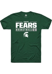 Jeremy Fears  Michigan State Spartans Green Rally NIL Stacked Box Short Sleeve T Shirt