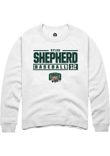 Dylan Shepherd  Rally Ohio Bobcats Mens White NIL Stacked Box Long Sleeve Crew Sweatshirt