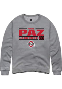 Maddy Paz  Rally Ohio State Buckeyes Mens Graphite NIL Stacked Box Long Sleeve Crew Sweatshirt