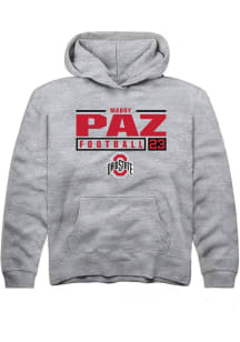 Maddy Paz  Rally Ohio State Buckeyes Youth Grey NIL Stacked Box Long Sleeve Hoodie