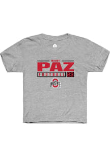 Maddy Paz  Rally Ohio State Buckeyes Youth Grey NIL Stacked Box Short Sleeve T-Shirt