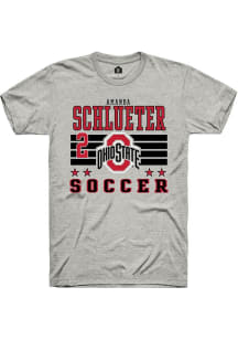 Amanda Schlueter  Ohio State Buckeyes Ash Rally NIL Striped Short Sleeve T Shirt
