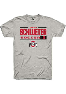 Amanda Schlueter  Ohio State Buckeyes Ash Rally NIL Stacked Box Short Sleeve T Shirt