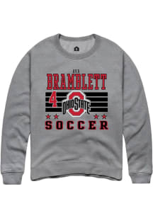 Ava Bramblett  Rally Ohio State Buckeyes Mens Grey NIL Striped Long Sleeve Crew Sweatshirt