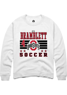 Ava Bramblett  Rally Ohio State Buckeyes Mens White NIL Striped Long Sleeve Crew Sweatshirt