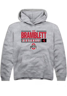 Ava Bramblett  Rally Ohio State Buckeyes Youth Grey NIL Stacked Box Long Sleeve Hoodie