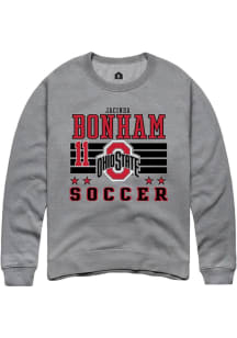 Jacinda Bonham  Rally Ohio State Buckeyes Mens Grey NIL Striped Long Sleeve Crew Sweatshirt