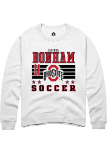 Jacinda Bonham  Rally Ohio State Buckeyes Mens White NIL Striped Long Sleeve Crew Sweatshirt