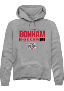 Jacinda Bonham  Rally Ohio State Buckeyes Mens Graphite NIL Stacked Box Long Sleeve Hoodie