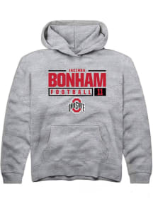 Jacinda Bonham  Rally Ohio State Buckeyes Youth Grey NIL Stacked Box Long Sleeve Hoodie