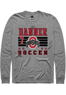 Lily Danner  Ohio State Buckeyes Grey Rally NIL Striped Long Sleeve T Shirt