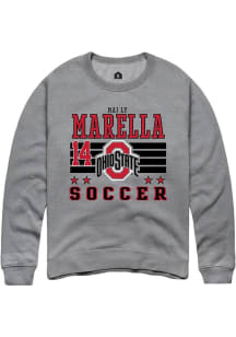 Mai Ly Marella  Rally Ohio State Buckeyes Mens Grey NIL Striped Long Sleeve Crew Sweatshirt