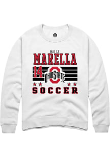 Mai Ly Marella  Rally Ohio State Buckeyes Mens White NIL Striped Long Sleeve Crew Sweatshirt