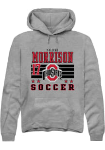 Maliyah Morrison  Rally Ohio State Buckeyes Mens Grey NIL Striped Long Sleeve Hoodie