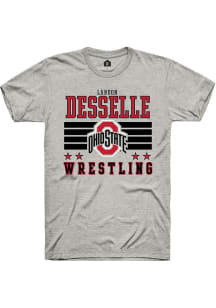 Landon Desselle  Ohio State Buckeyes Ash Rally NIL Striped Short Sleeve T Shirt