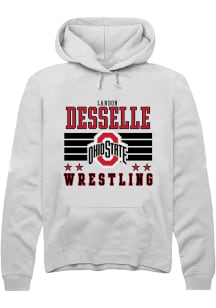 Landon Desselle  Rally Ohio State Buckeyes Mens White NIL Striped Long Sleeve Hoodie