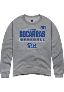 Antonio Socarras  Rally Pitt Panthers Mens Graphite NIL Stacked Box Long Sleeve Crew Sweatshirt