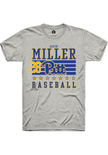 Gavin Miller  Pitt Panthers Ash Rally NIL Striped Short Sleeve T Shirt