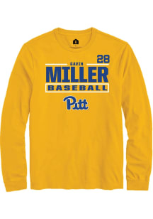 Gavin Miller  Pitt Panthers Gold Rally NIL Stacked Box Long Sleeve T Shirt