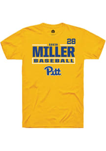 Gavin Miller  Pitt Panthers Gold Rally NIL Stacked Box Short Sleeve T Shirt