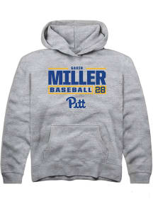 Gavin Miller  Rally Pitt Panthers Youth Grey NIL Stacked Box Long Sleeve Hoodie