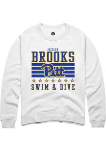 Jocelyn Brooks  Rally Pitt Panthers Mens White NIL Striped Long Sleeve Crew Sweatshirt