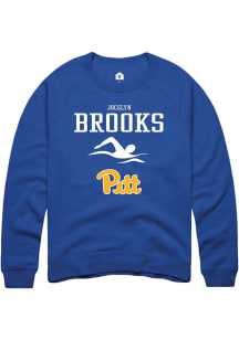 Jocelyn Brooks  Rally Pitt Panthers Mens Blue NIL Sport Icon Long Sleeve Crew Sweatshirt