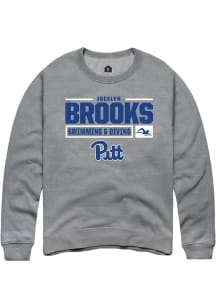 Jocelyn Brooks  Rally Pitt Panthers Mens Graphite NIL Stacked Box Long Sleeve Crew Sweatshirt