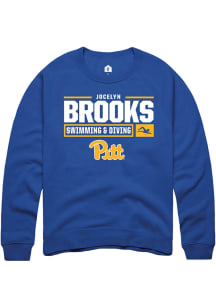 Jocelyn Brooks  Rally Pitt Panthers Mens Blue NIL Stacked Box Long Sleeve Crew Sweatshirt