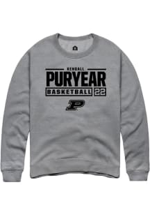 Kendall Puryear  Rally Purdue Boilermakers Mens Graphite NIL Stacked Box Long Sleeve Crew Sweatshi..