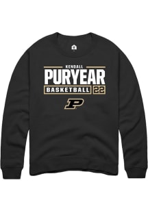 Kendall Puryear  Rally Purdue Boilermakers Mens Black NIL Stacked Box Long Sleeve Crew Sweatshirt