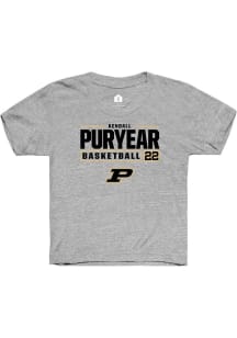Kendall Puryear  Rally Purdue Boilermakers Youth Grey NIL Stacked Box Short Sleeve T-Shirt