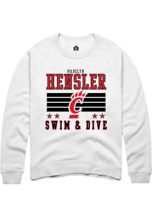 Madelyn Hensler  Rally Cincinnati Bearcats Mens White NIL Striped Long Sleeve Crew Sweatshirt