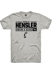 Madelyn Hensler  Cincinnati Bearcats Ash Rally NIL Stacked Box Short Sleeve T Shirt