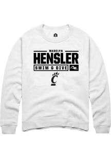 Madelyn Hensler  Rally Cincinnati Bearcats Mens White NIL Stacked Box Long Sleeve Crew Sweatshirt