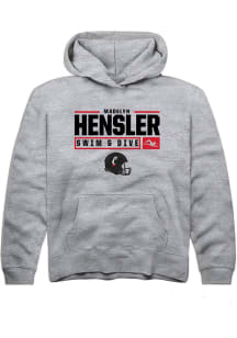 Madelyn Hensler  Rally Cincinnati Bearcats Youth Grey NIL Stacked Box Long Sleeve Hoodie