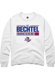 Ady Bechtel  Rally Tulsa Golden Hurricane Mens White NIL Stacked Box Long Sleeve Crew Sweatshirt