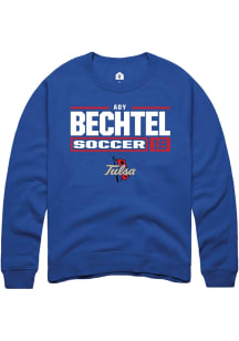 Ady Bechtel  Rally Tulsa Golden Hurricane Mens Blue NIL Stacked Box Long Sleeve Crew Sweatshirt
