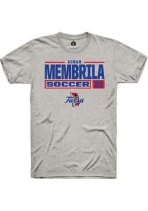 Aimar Membrila  Tulsa Golden Hurricane Ash Rally NIL Stacked Box Short Sleeve T Shirt