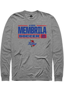 Aimar Membrila  Tulsa Golden Hurricane Graphite Rally NIL Stacked Box Long Sleeve T Shirt