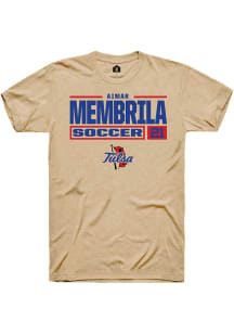 Aimar Membrila  Tulsa Golden Hurricane Tan Rally NIL Stacked Box Short Sleeve T Shirt