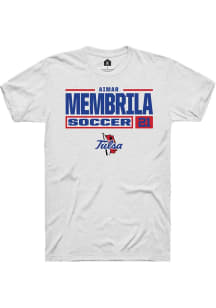 Aimar Membrila  Tulsa Golden Hurricane White Rally NIL Stacked Box Short Sleeve T Shirt