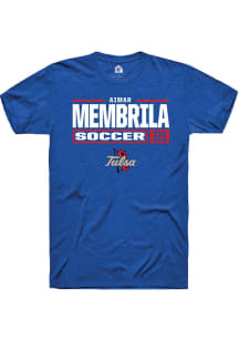 Aimar Membrila  Tulsa Golden Hurricane Blue Rally NIL Stacked Box Short Sleeve T Shirt