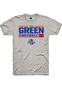 Alex Green  Tulsa Golden Hurricane Ash Rally Football NIL Stacked Box Short Sleeve T Shirt