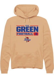 Alex Green  Rally Tulsa Golden Hurricane Mens Gold Football NIL Stacked Box Long Sleeve Hoodie