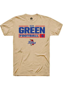 Alex Green  Tulsa Golden Hurricane Tan Rally Football NIL Stacked Box Short Sleeve T Shirt