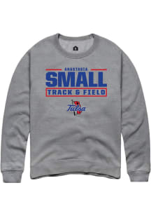 Anastasia Small  Rally Tulsa Golden Hurricane Mens Graphite NIL Stacked Box Long Sleeve Crew Sweat..