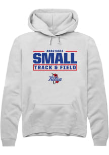 Anastasia Small  Rally Tulsa Golden Hurricane Mens White NIL Stacked Box Long Sleeve Hoodie