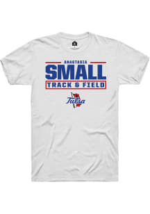 Anastasia Small  Tulsa Golden Hurricane White Rally NIL Stacked Box Short Sleeve T Shirt